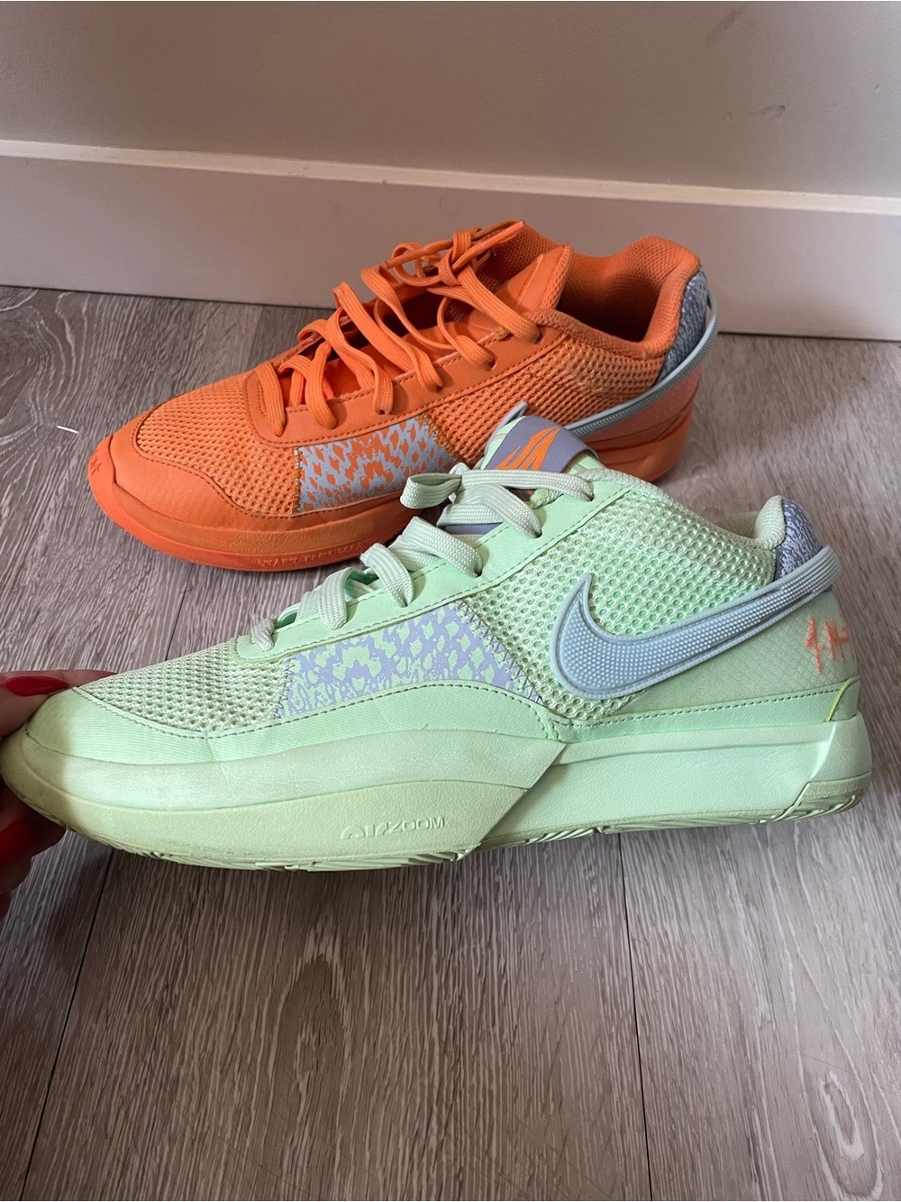 Nike Ja 1 Hunger Mismatched Basketball Shoes Sneakers Mint Green Orange Mens 9